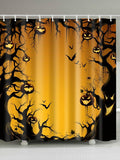 Árvore de halloween e cortina de chuveiro de abóbora
