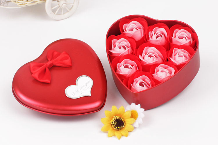 Heart Shaped 9 Mini Flower Rose Gift-Red-Theone Apparel