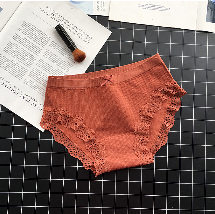 High Waist Frilly Lace Leg Cutout Panties-Orange-Theone Apparel