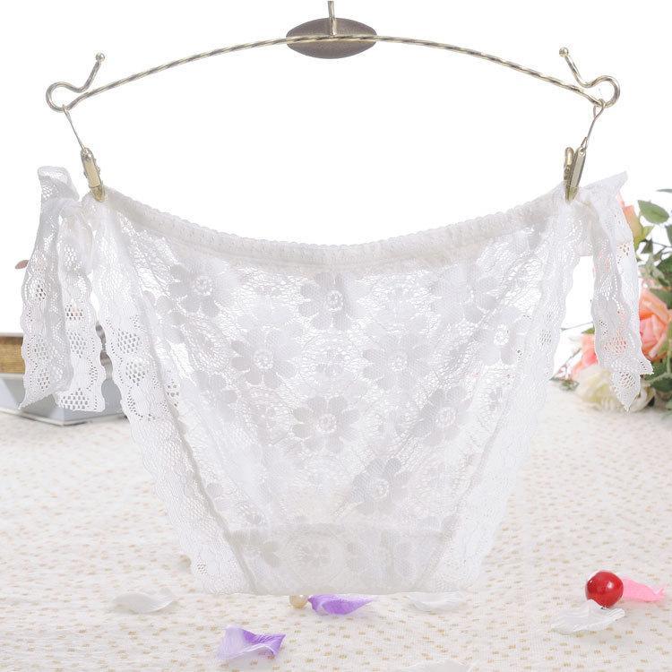 Hip Tie Sheer Lace Panty-White-Theone Apparel