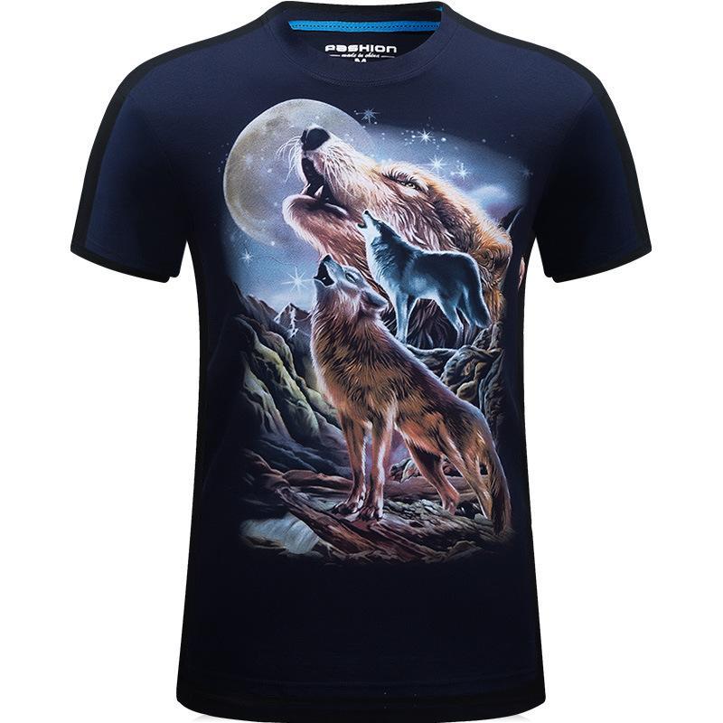 Howl At The Moon Wolf Shirt-Blue-Theone Apparel
