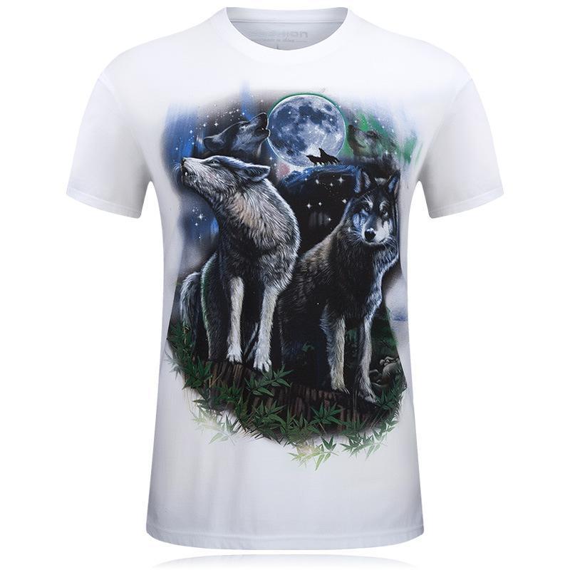 Howling Wolf Duo Scenery Shirt-White-Theone Apparel