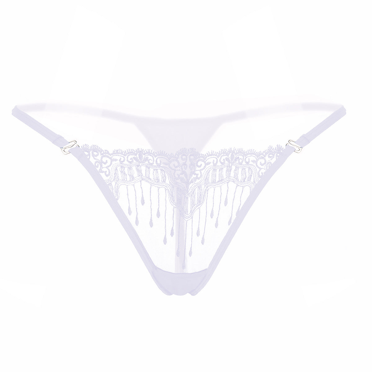 Jewel Drops Lace Applique Thong-White-Theone Apparel