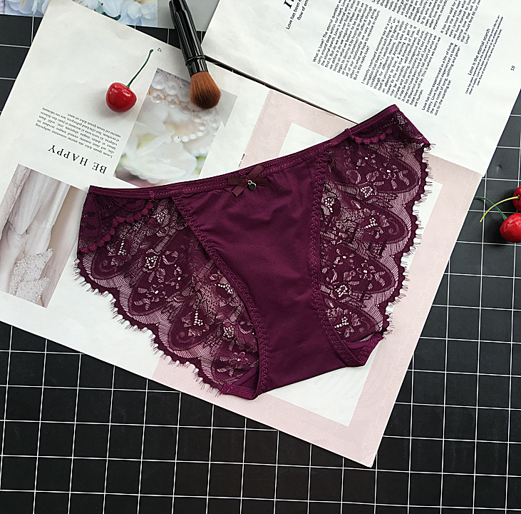 Lace Back Panties with Floral Details-Red-Theone Apparel