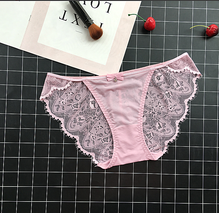 Lace Back Panties with Floral Details-Pink-Theone Apparel