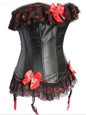 Lace & Bows Garter Belt Corset - Theone Apparel