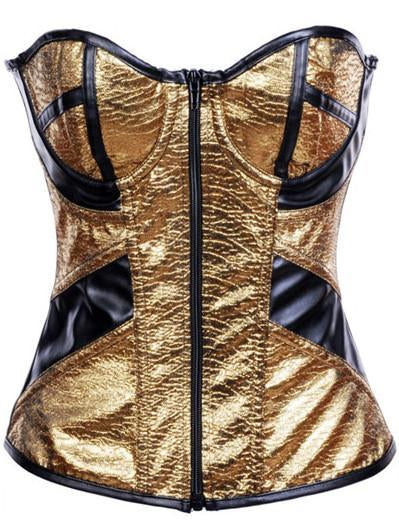 Lace Up Full Cup Corset Top-Gold-Theone Apparel