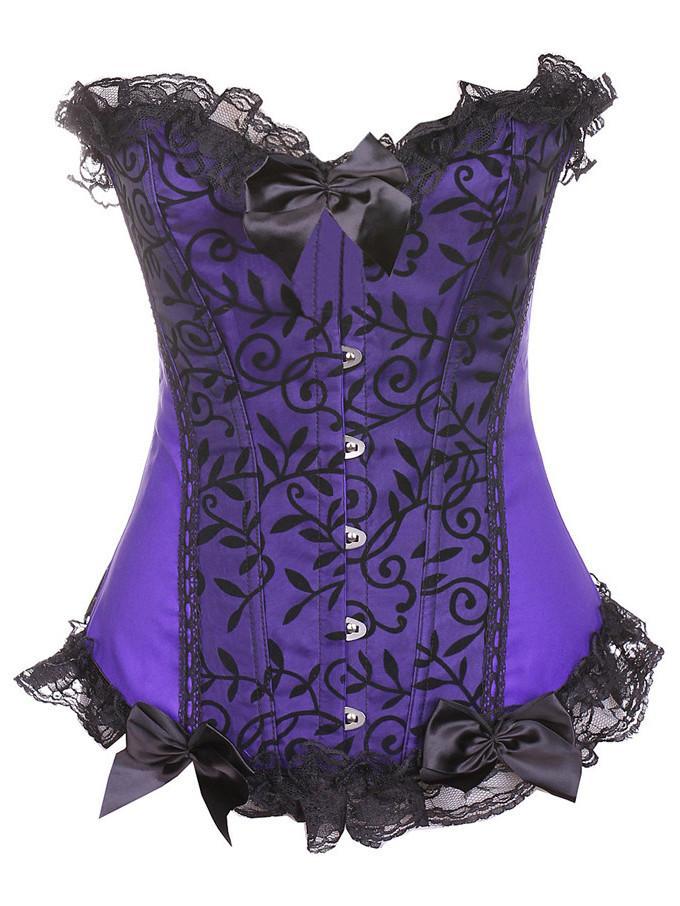 Lacy Bows Corset Top-Purple-Theone Apparel