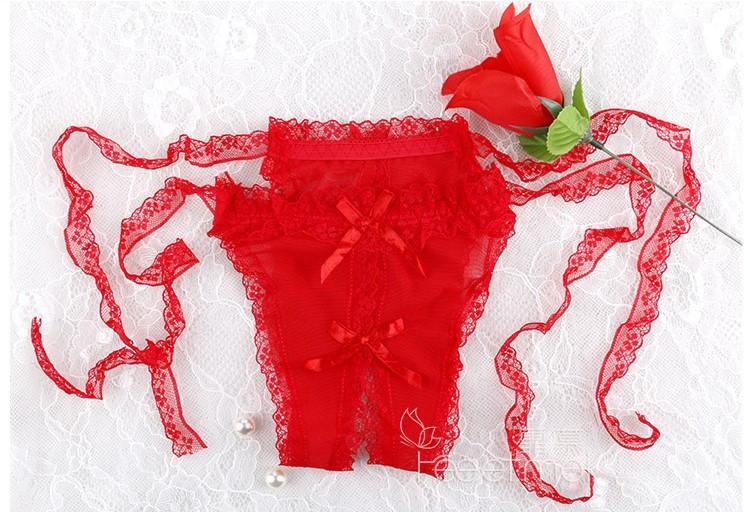 Lacy Side Tie Bikini Crotchless Undies