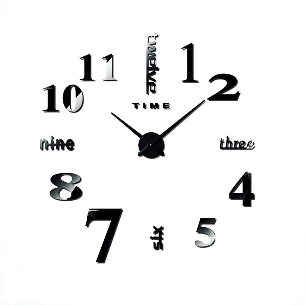 Large Mirror Effect 3D Digital Wall Clock