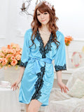 Lotus Lace Silky Lingerie Robe - Theone Apparel