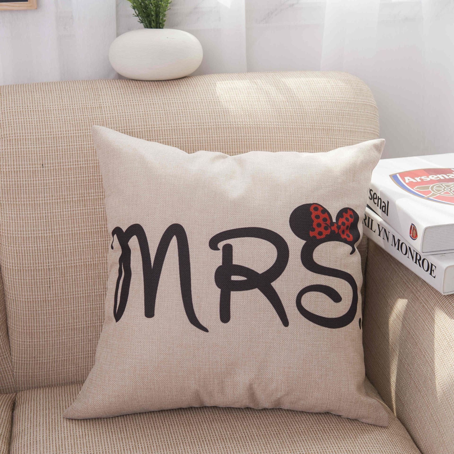 Mr and Mrs Printed Pillow Covers-Theone Apparel