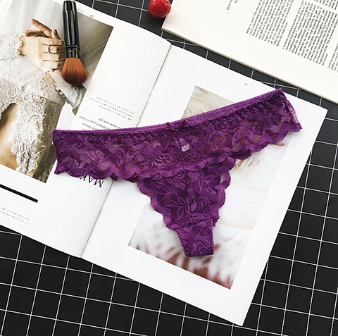 Solid Lace Thong with Transparent Design