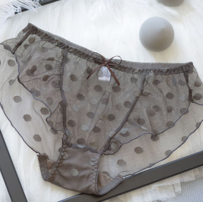 Mesh polka dot berpola celana pinggang tinggi