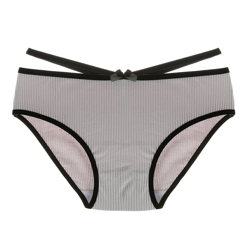 Opaque Low Rise Panties with String Waist Band-Gray-Theone Apparel