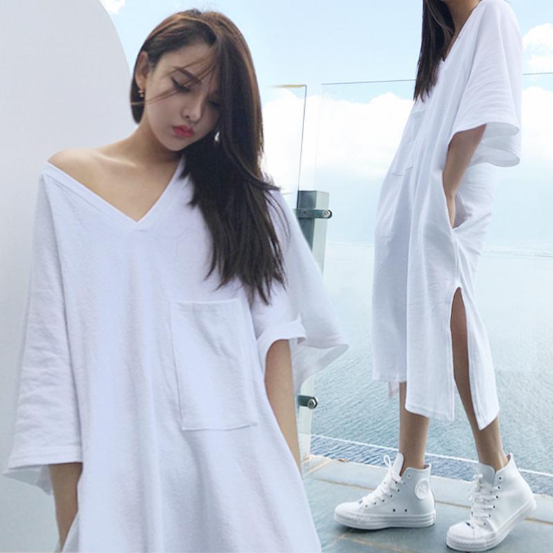 Oversized Side Slit T-Shirt Dress