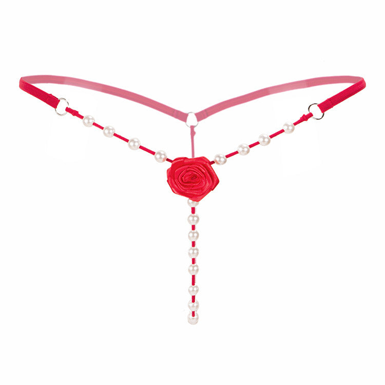 Pearls and Bows Lace G String-Red-Theone Apparel