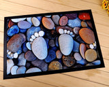 Pebble en stenen tafel matten