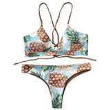 Ananas print strappy bikini set