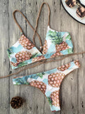 Pineapple Print Strappy Bikini Set