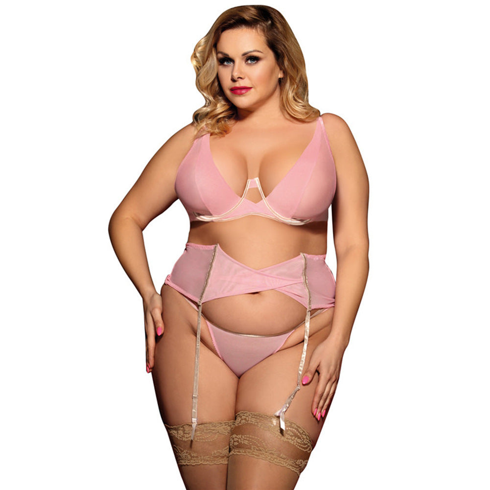 Plus Size Corset Style Garter Panty Set-Theone Apparel