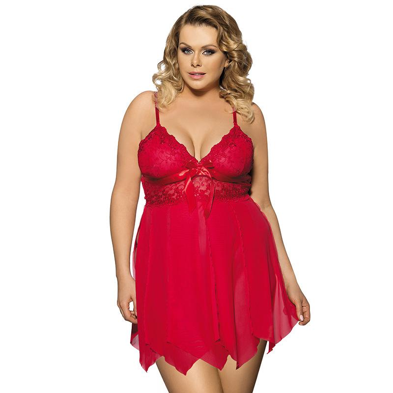 Plus Size Lacy Waist Empire Waist Dress-Red-Theone Apparel