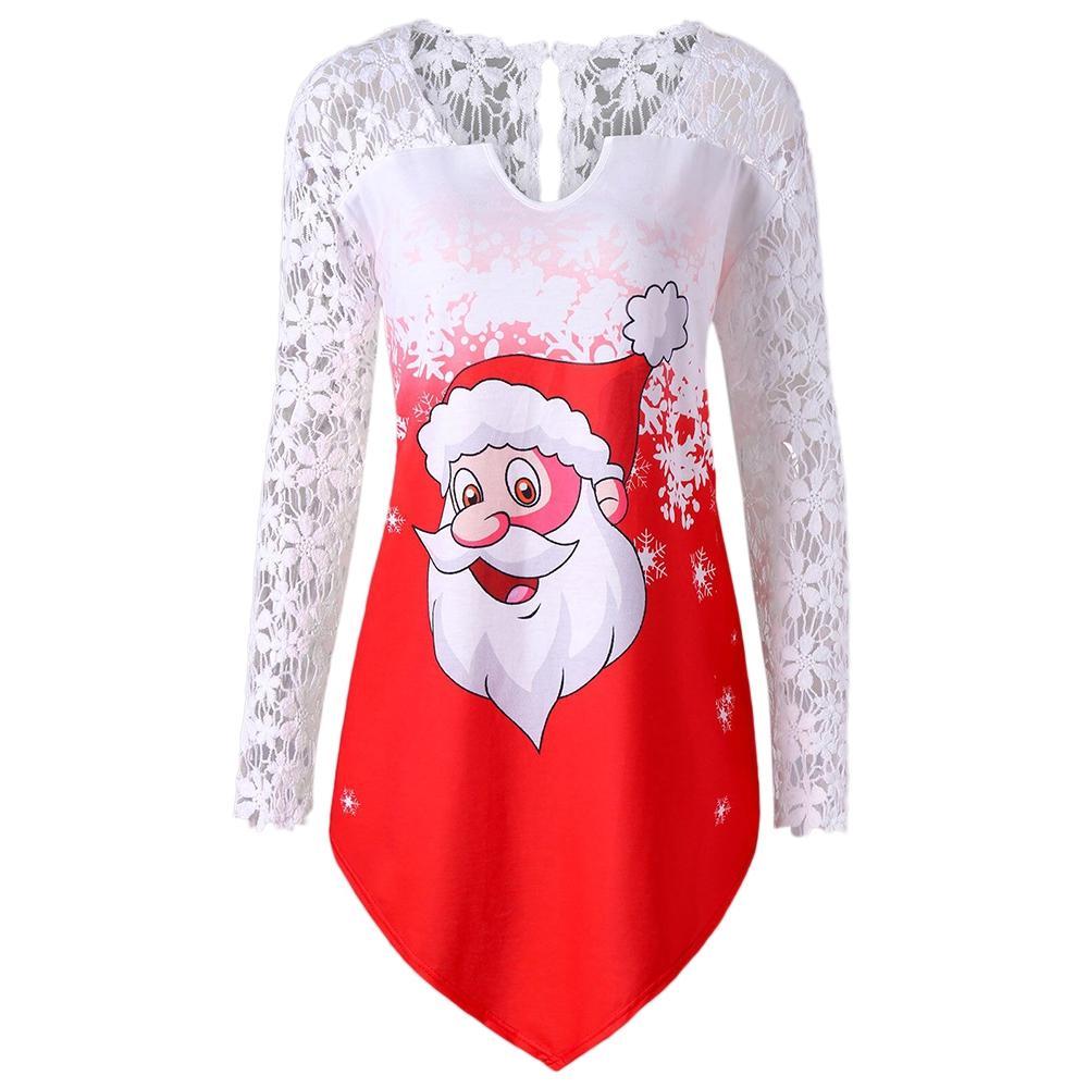 Plus Size Santa Claus Christmas Shirt-Red-Theone Apparel