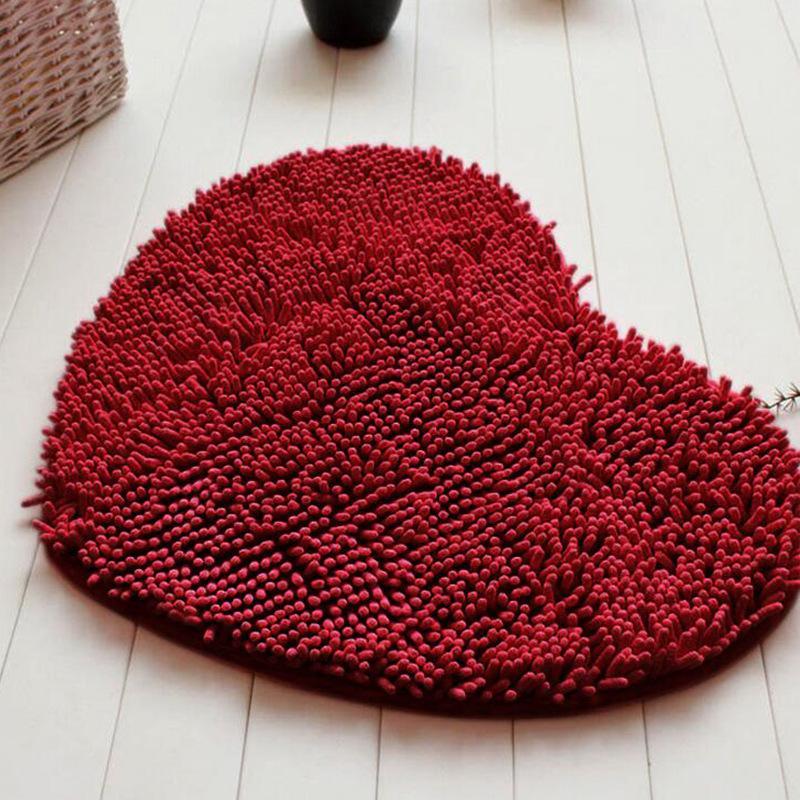 Plush Fabric Heart Shaped Bath Mat-Theone Apparel