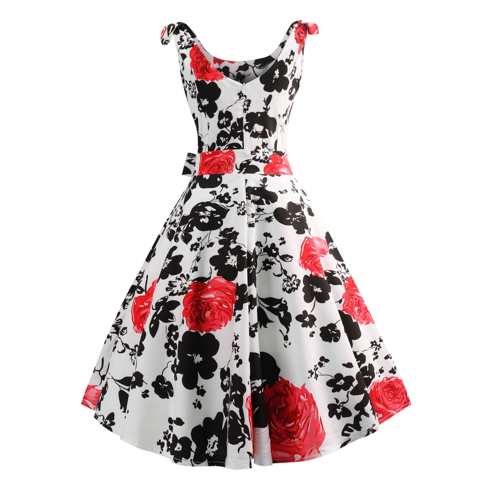 Printed Pleat Front Vintage Dress