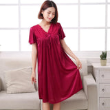 Short Sleeve Pleated Nightgown Dress