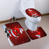 Conjunto de banheiro vermelho do Papai Noel sorridente