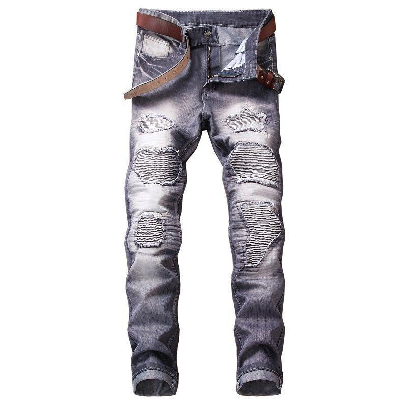 Ripped Skinny Jeans with Belt-Gray-Theone Apparel