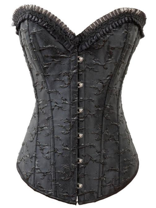 Ruffled Sweetheart Corset Top-Black-Theone Apparel