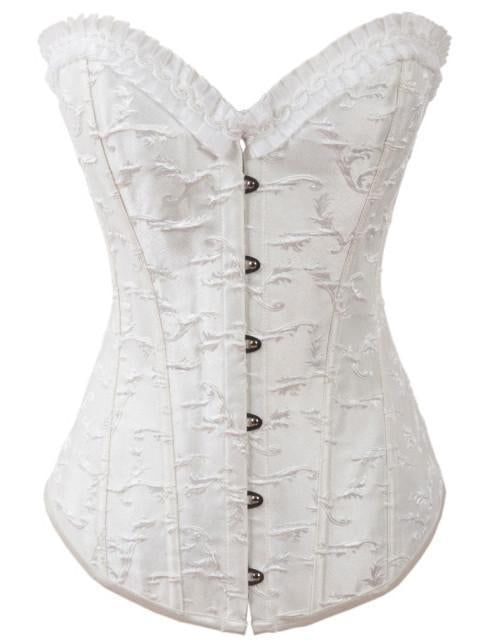 Ruffled Sweetheart Corset Top-White-Theone Apparel