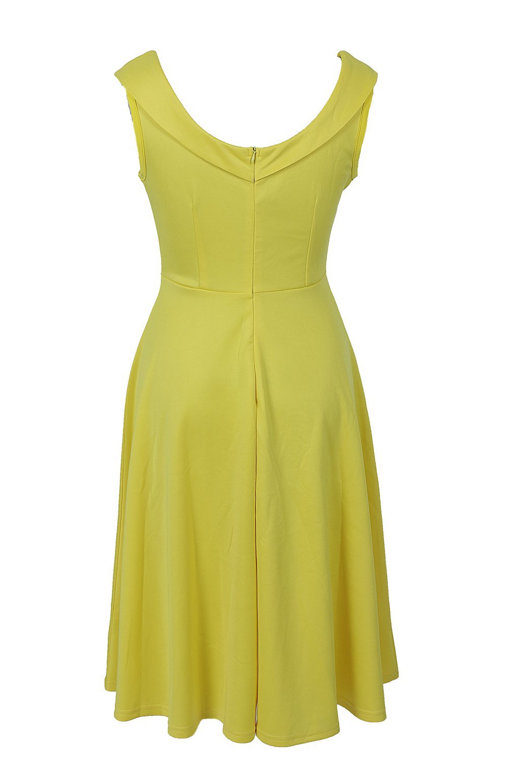Scoop Neck Ruffle Pleat Dress-Yellow-Theone Apparel