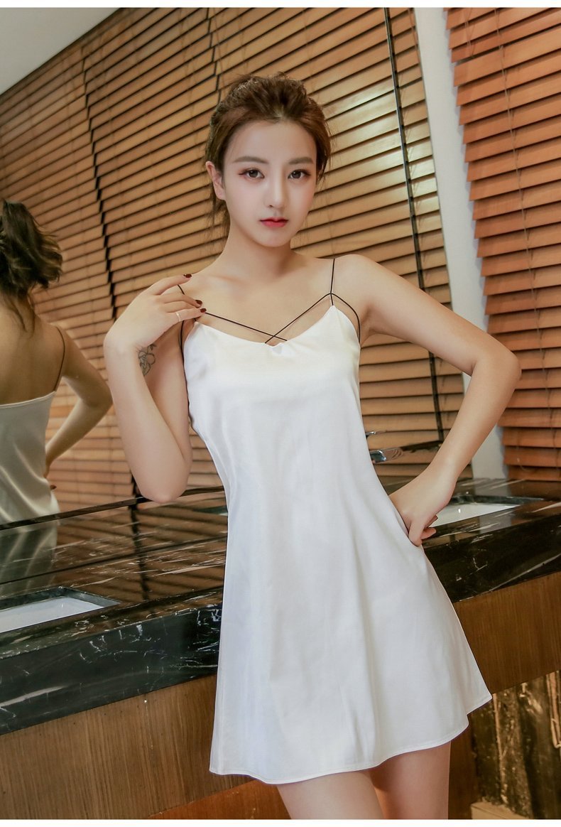 Sexed Up Strap Front Chemise-White-Theone Apparel