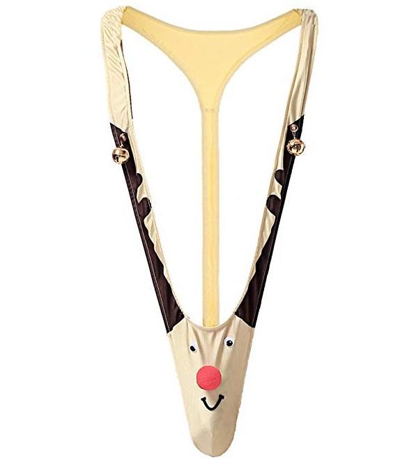 Sexy Raindeer Mankini With Suspenders-Nude-Theone Apparel