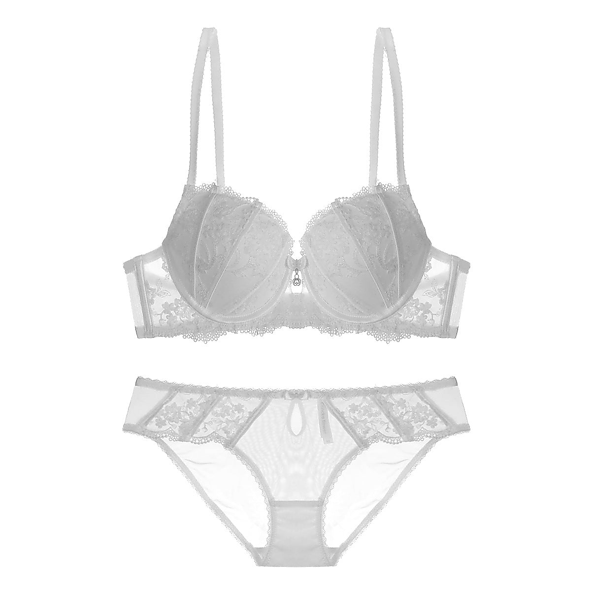 Sexy Shell Cup Lace Bra and Panty Set-White-Theone Apparel