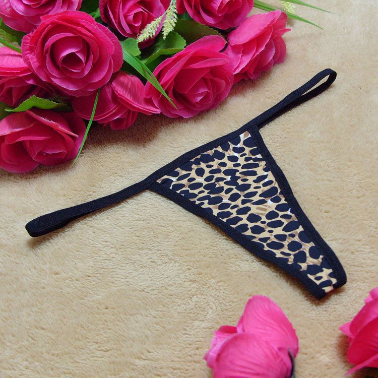 Simple G-String Thong with Transparent Lace Thong-Leopard-Theone Apparel