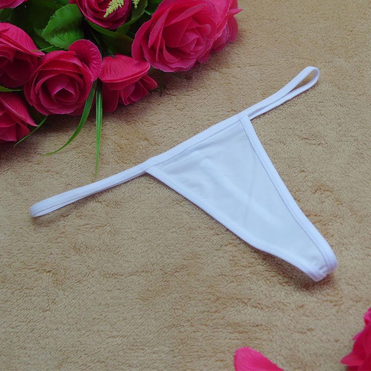 Simple G-String Thong with Transparent Lace Thong-White-Theone Apparel