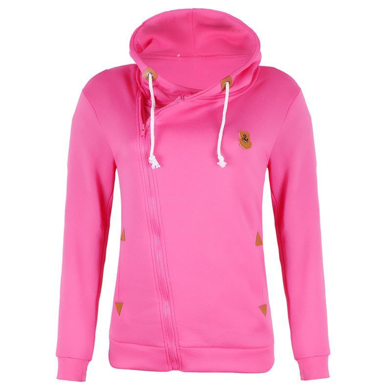 Size Zipper Pocketed Drawstring Hoodie-Pink-Theone Apparel