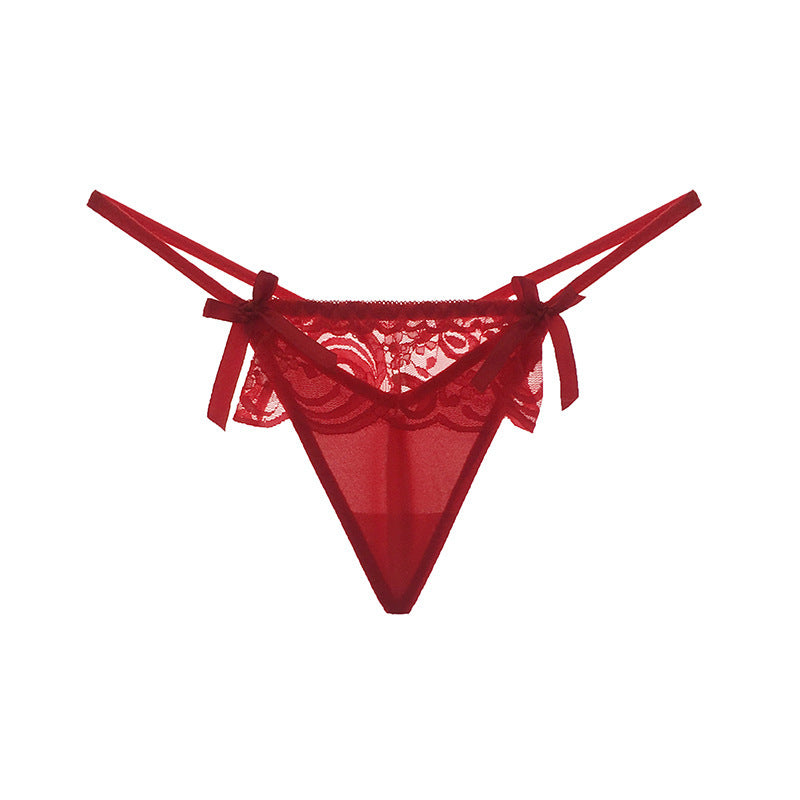 Skirt Style Lacy Low Waist Thong-Red-Theone Apparel