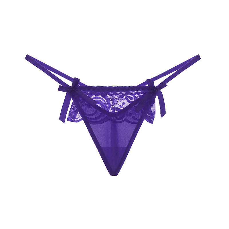Skirt Style Lacy Low Waist Thong-Purple-Theone Apparel