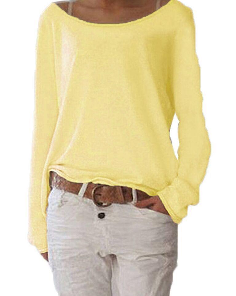 Slouchy Off Shoulder Casual Sweater-Yellow-Theone Apparel