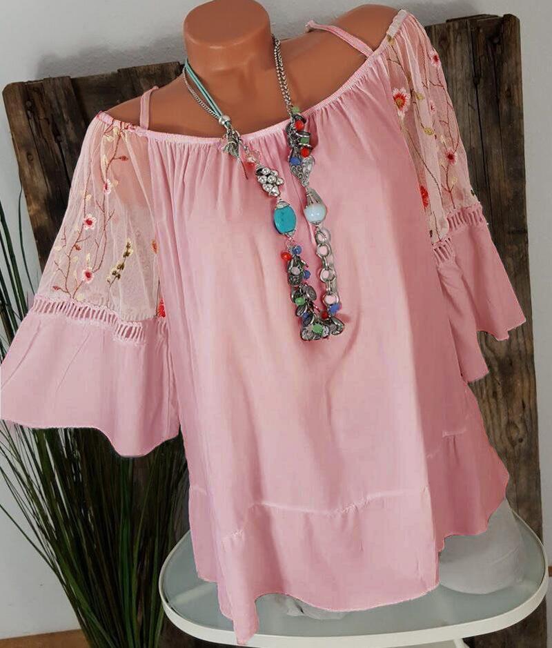 Southwest Traditions Off Shoulder Blouse-Pink-Theone Apparel