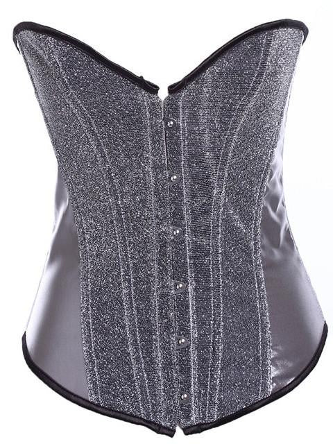 Sparkle Front Underbust Corset-Silver-Theone Apparel