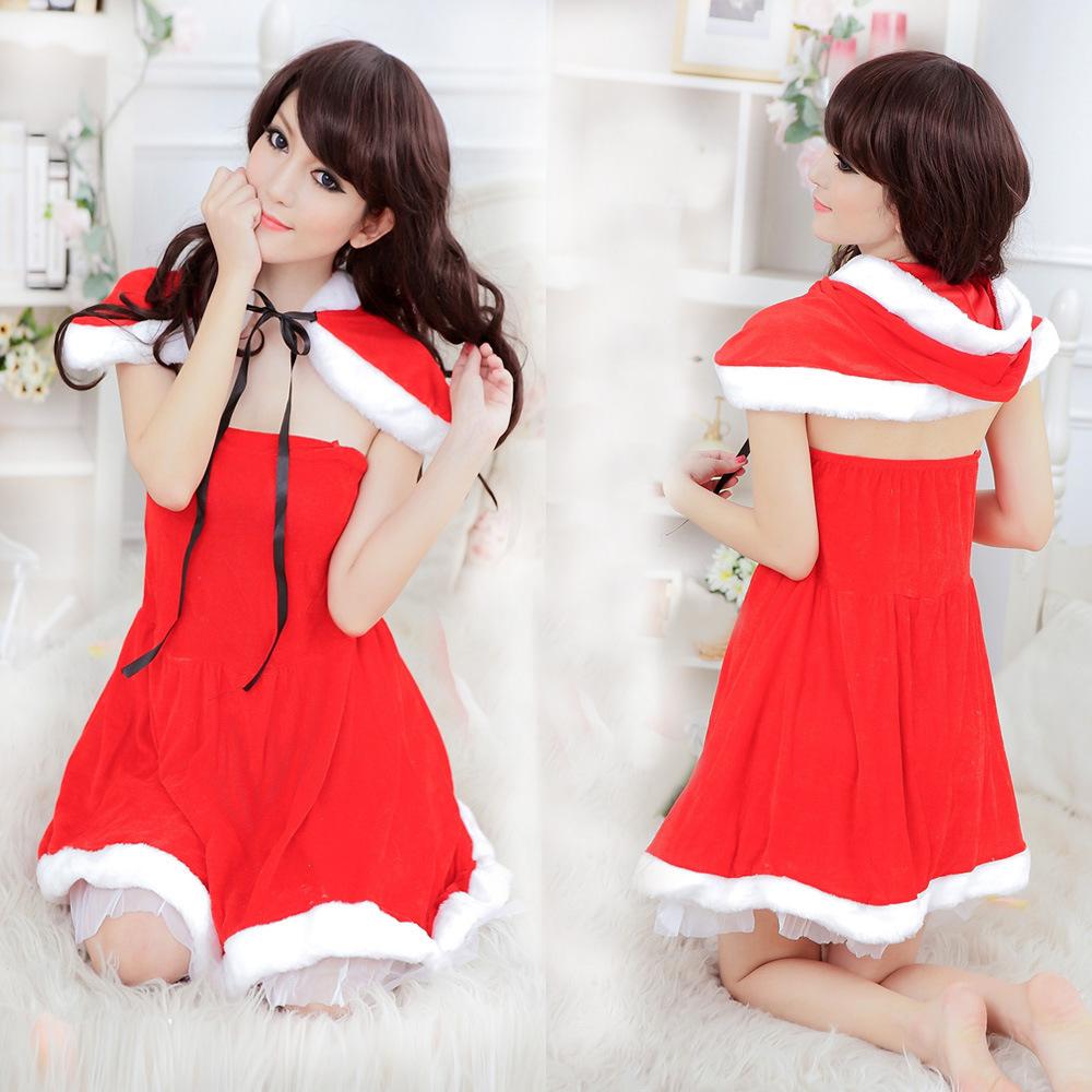 Sweet Santa Two Piece Ladies Costume-Red-Theone Apparel