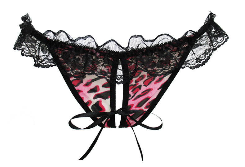 Thick Lace Waistband Thong with Ribbon Detail-Rose Red-Theone Apparel