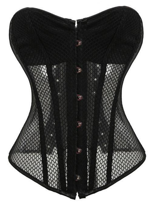 Transparent Mesh Full Cup Corset-Black-Theone Apparel