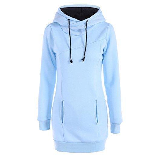 Trendy Side Tie Drawstring Hoodie-Sky Blue-Theone Apparel